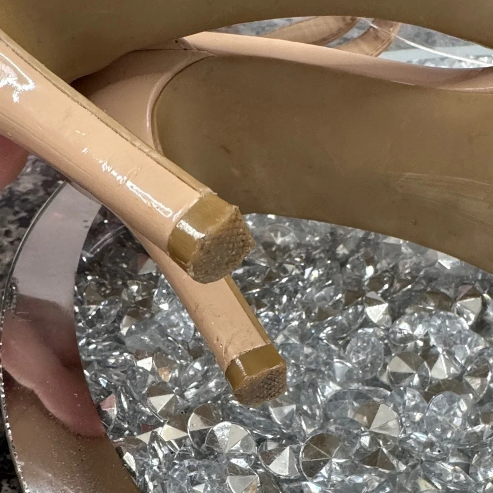 Candie's Nude glossy ankle strap Heels 7.5